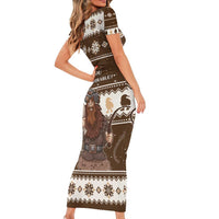 Funny Christmas Belsnickel Short Sleeve Bodycon Dress Impish Or Admirable LT05 - Wonder Print Shop