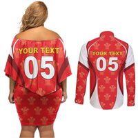 Custom Wales Rugby 2026 Couples Matching Off Shoulder Short Dress and Long Sleeve Button Shirt Unique Style - Wonder Print Shop