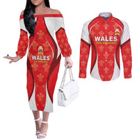 Custom Wales Rugby 2026 Couples Matching Off The Shoulder Long Sleeve Dress and Long Sleeve Button Shirt Unique Style - Wonder Print Shop