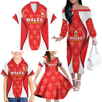 Custom Wales Rugby 2026 Family Matching Off The Shoulder Long Sleeve Dress and Hawaiian Shirt Unique Style - Wonder Print Shop