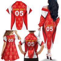 Custom Wales Rugby 2026 Family Matching Off The Shoulder Long Sleeve Dress and Hawaiian Shirt Unique Style - Wonder Print Shop