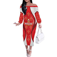 Custom Wales Rugby 2026 Family Matching Off The Shoulder Long Sleeve Dress and Hawaiian Shirt Unique Style - Wonder Print Shop