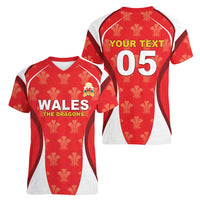 Custom Wales Rugby 2026 Women V-Neck T-Shirt Unique Style - Wonder Print Shop