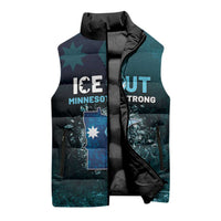 Personalized Ice Out Of Minnesota Sleeveless Puffer Jacket State Flag Justice Protest Resistance