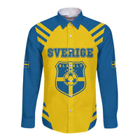 Custom Football 2026 Sweden Long Sleeve Button Shirt Sverige Blagult Sporty Style