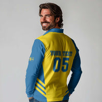 Custom Football 2026 Sweden Long Sleeve Polo Shirt Sverige Blagult Sporty Style
