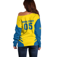 Custom Football 2026 Sweden Off Shoulder Sweater Sverige Blagult Sporty Style
