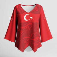 Custom Football 2026 Turkey Kimono Sleeve Blouse Crescent-Stars Simple Style
