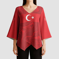 Custom Football 2026 Turkey Kimono Sleeve Blouse Crescent-Stars Simple Style
