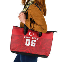 Custom Football 2026 Turkey Leather Tote Bag Crescent-Stars Simple Style
