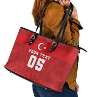 Custom Football 2026 Turkey Leather Tote Bag Crescent-Stars Simple Style