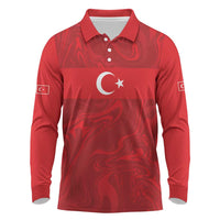 Custom Football 2026 Turkey Long Sleeve Polo Shirt Crescent-Stars Simple Style