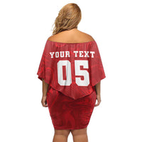Custom Football 2026 Turkey Off Shoulder Short Dress Crescent-Stars Simple Style