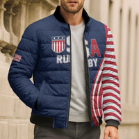 Custom USA Rugby 2026 Bomber Puffer Jacket Sporty Style