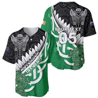 New Zealand And Ireland Rugby Custom Baseball Jersey Silver Fern With Celtic Cross