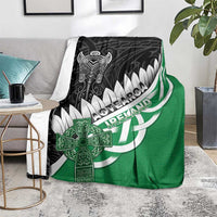New Zealand And Ireland Rugby Blanket Silver Fern With Celtic Cross