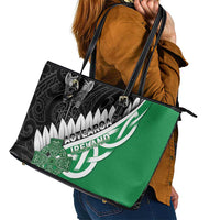 New Zealand And Ireland Rugby Leather Tote Bag Silver Fern With Celtic Cross