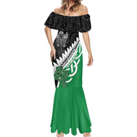 New Zealand And Ireland Rugby Custom Mermaid Dress Silver Fern With Celtic Cross