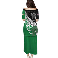 New Zealand And Ireland Rugby Custom Puletasi Silver Fern With Celtic Cross