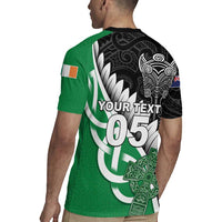New Zealand And Ireland Rugby Custom Rugby Jersey Silver Fern With Celtic Cross