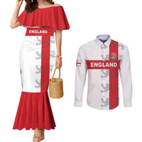 Custom England Rugby Couples Matching Mermaid Dress and Long Sleeve Button Shirt Vintage Style