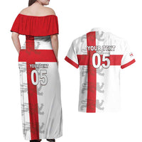 Custom England Rugby Couples Matching Off Shoulder Maxi Dress and Hawaiian Shirt Vintage Style