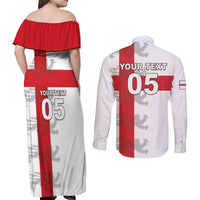Custom England Rugby Couples Matching Off Shoulder Maxi Dress and Long Sleeve Button Shirt Vintage Style