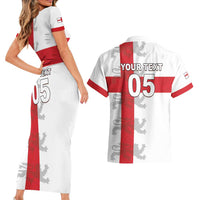 Custom England Rugby Couples Matching Short Sleeve Bodycon Dress and Hawaiian Shirt Vintage Style