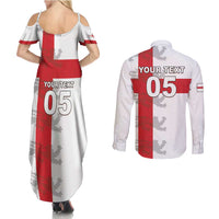 Custom England Rugby Couples Matching Summer Maxi Dress and Long Sleeve Button Shirt Vintage Style