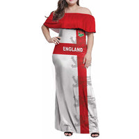 Custom England Rugby Family Matching Off Shoulder Maxi Dress and Hawaiian Shirt Vintage Style