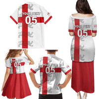 Custom England Rugby Family Matching Puletasi and Hawaiian Shirt Vintage Style