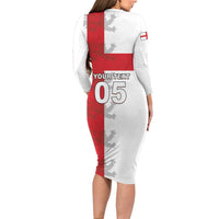 Custom England Rugby Long Sleeve Bodycon Dress Vintage Style
