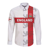 Custom England Rugby Long Sleeve Button Shirt Vintage Style