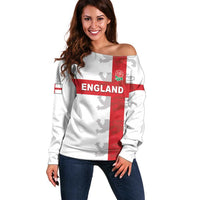 Custom England Rugby Off Shoulder Sweater Vintage Style