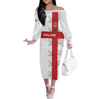 Custom England Rugby Off The Shoulder Long Sleeve Dress Vintage Style