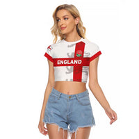 Custom England Rugby Raglan Cropped T Shirt Vintage Style