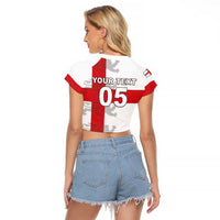 Custom England Rugby Raglan Cropped T Shirt Vintage Style