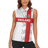Custom England Rugby Women Sleeveless Polo Shirt Vintage Style