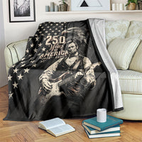 America 250th Anniversary Blanket Abraham Lincoln Playing Guitar 4th July