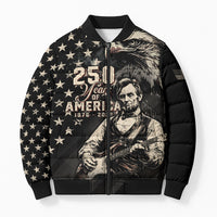 Personalized America 250th Anniversary Bomber Puffer Jacket Abraham Lincoln Playing Guitar 4th July