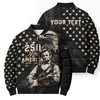 Personalized America 250th Anniversary Bomber Puffer Jacket Abraham Lincoln Playing Guitar 4th July