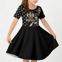 Personalized America 250th Anniversary Kid Short Sleeve Dress Abraham Lincoln Playing Guitar 4th July