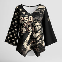 Personalized America 250th Anniversary Kimono Sleeve Blouse Abraham Lincoln Playing Guitar 4th July