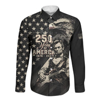 Personalized America 250th Anniversary Long Sleeve Button Shirt Abraham Lincoln Playing Guitar 4th July