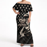 Personalized America 250th Anniversary Off Shoulder Maxi Dress Abraham Lincoln Playing Guitar 4th July