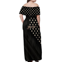 Personalized America 250th Anniversary Off Shoulder Maxi Dress Abraham Lincoln Playing Guitar 4th July