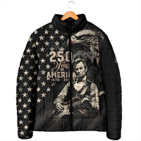 Personalized America 250th Anniversary Padded Jacket Abraham Lincoln Playing Guitar 4th July