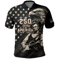 Personalized America 250th Anniversary Polo Shirt Abraham Lincoln Playing Guitar 4th July