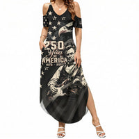 Personalized America 250th Anniversary Summer Maxi Dress Abraham Lincoln Playing Guitar 4th July