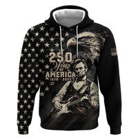 Personalized America 250th Anniversary Zip Hoodie Abraham Lincoln Playing Guitar 4th July